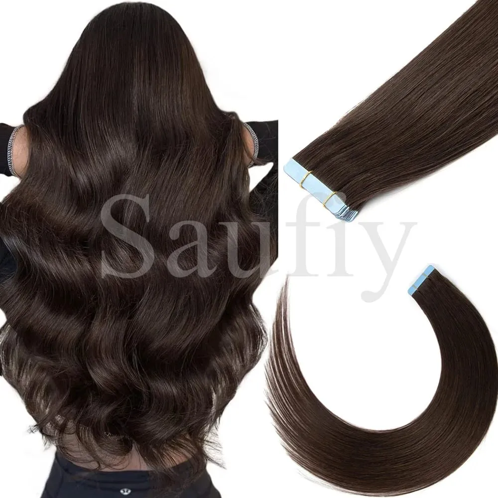 Blonde Straight Tape In Hair Extensions Human Hair 20pcs/Pack Straight Natural Black Blonde Brown Tape Ins Hair Extensions 12-20inches Seamless Double Side Skin Weft Tape In Hair Extensions For Women — image 11