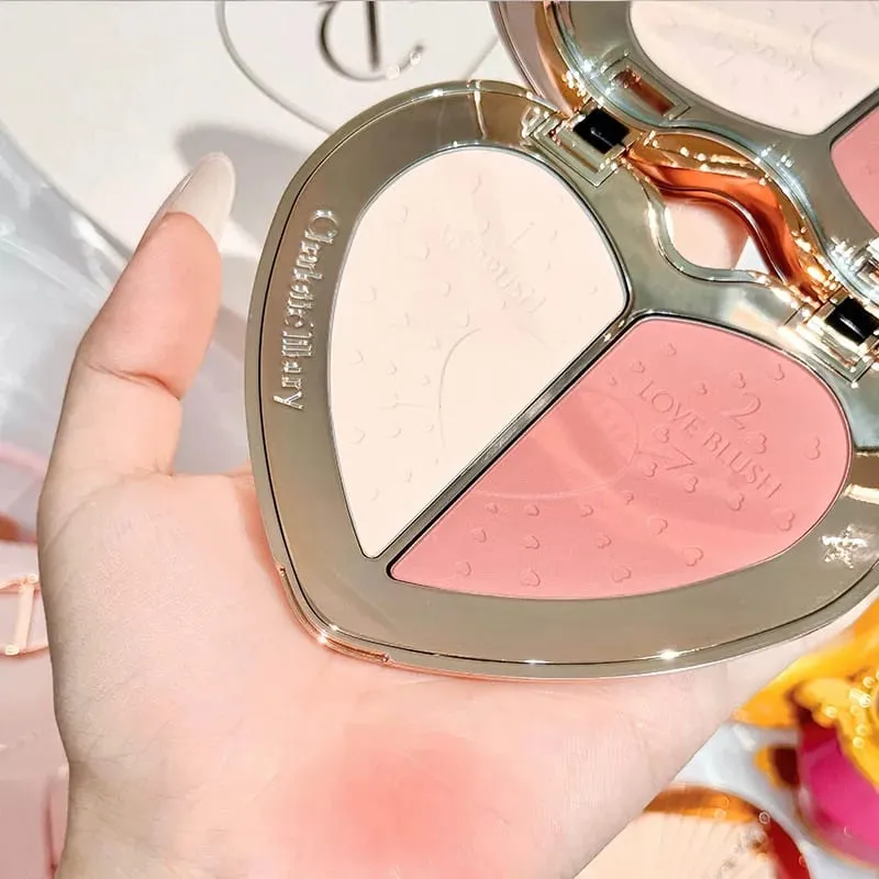 Nuevo CT naturaleza fácil de colorear paisaje estético sombra de ojos Starlight rosa luz suave disco Bicolor dos colores corazón rubor cosméticos — image 9