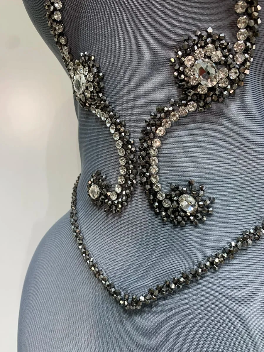 High Quality Strapless Beading With Necklace Bandage Dress Celebrity Elegant Evening Party Fancy Club Birthday Dresses — image 6
