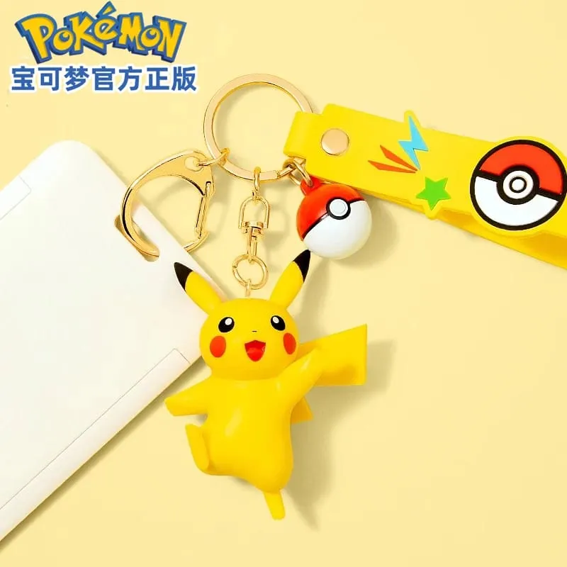 Genuine Pokemon Pikachu Keychain Gengar Morpeko Cubone Snorlax Mimikyu Anime Action Figure Toy Keyring Fragrance Pendant Gift — image 4