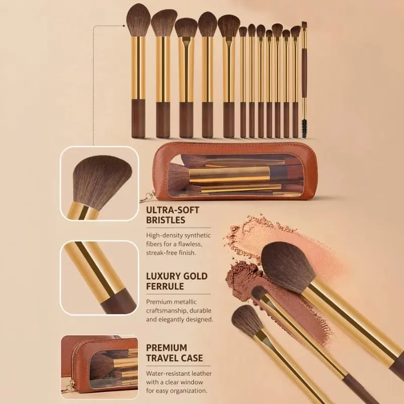 Professional 13Pcs Makeup Brush Set 13 High Precision Brushes with Portable Storage Bag Cosmetic Tools for Foundation Blending — image 3