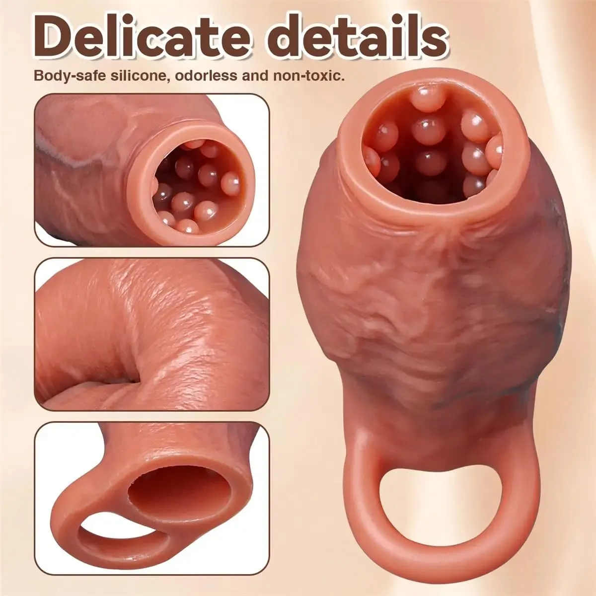 Skin Feeling Realistic Dildo Dick Pump Sleeve Enlargement Penis Covers Extender Men's Condoms Cock Ring Adult Sex Toy For Male — image 2