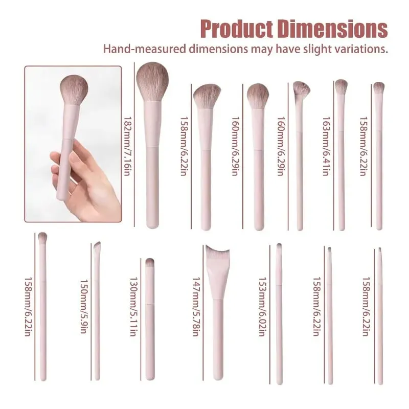 Makeup Brush Set 13 Pcs Professional Kit Foundation Eyeshadow Blush Lip Brushes Soft Synthetic Bristles for Women and Beginners — image 4