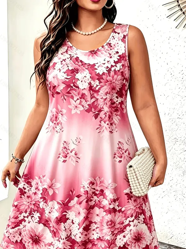 2026 Summer Women's Sleeveless Dresses Knee-Length Round-Neck Dresses Beachy Casual Dresses 3D-Printed Loose-Fitting Dresses — image 14