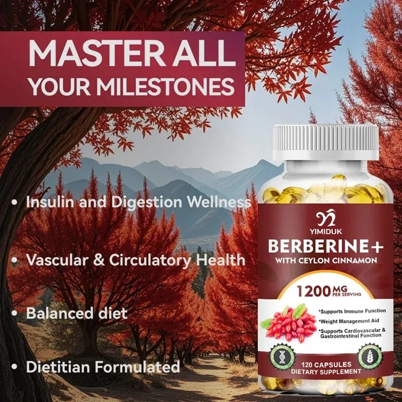 Το συμπλήρωμα Berberine 1200mg υποστηρίζει την ενεργοποίηση AMPK Υγιής μεταβολισμός γλυκόζης Ανοσία & έλεγχος βάρους για ενήλικες — image 4