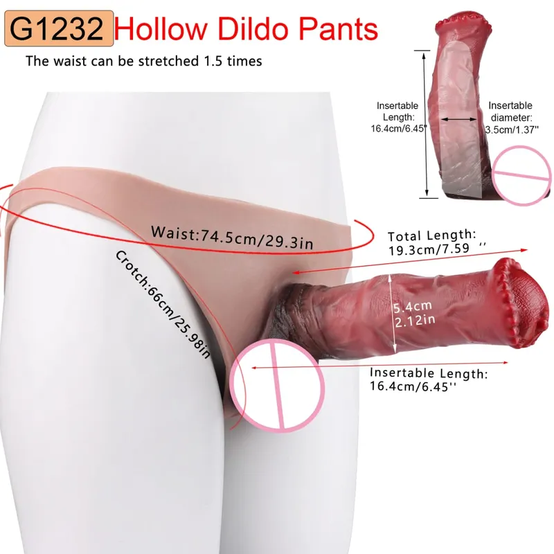 9.65‘’ Large Penis Sleeve насадка на член Pants 18+ Men Sex Toy Wearable Soft Realistic Hollow Dildo Panties Adult Supplies — image 10
