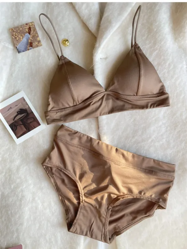 Triangle tasse imitation denim section mince sous-vêtements femme beauté dos lingerie rassemblé pour recueillir les seins ensemble de soutien-gorge confortable — image 5