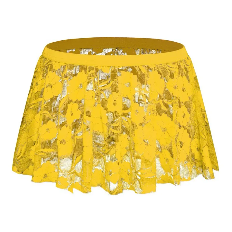 Men Solid Lace Skirt Mesh See Through For Lingerie Low For Rise Pleated Skirts See Through Bodycon Bottom For Party Evening — image 3