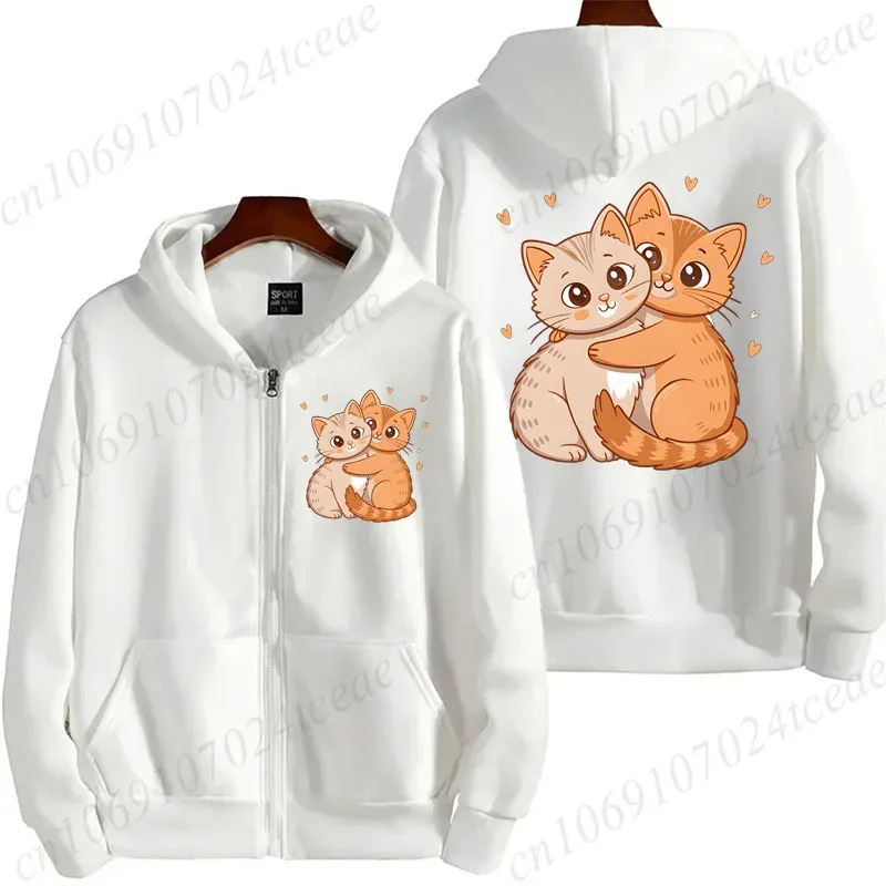Zip‑Up Hoodie Funny Climbing Cats Graphic Print Long Sleeve Hooded Sweatshirt Front & Back Printed Casual Loose Jacket Outerwear — image 8