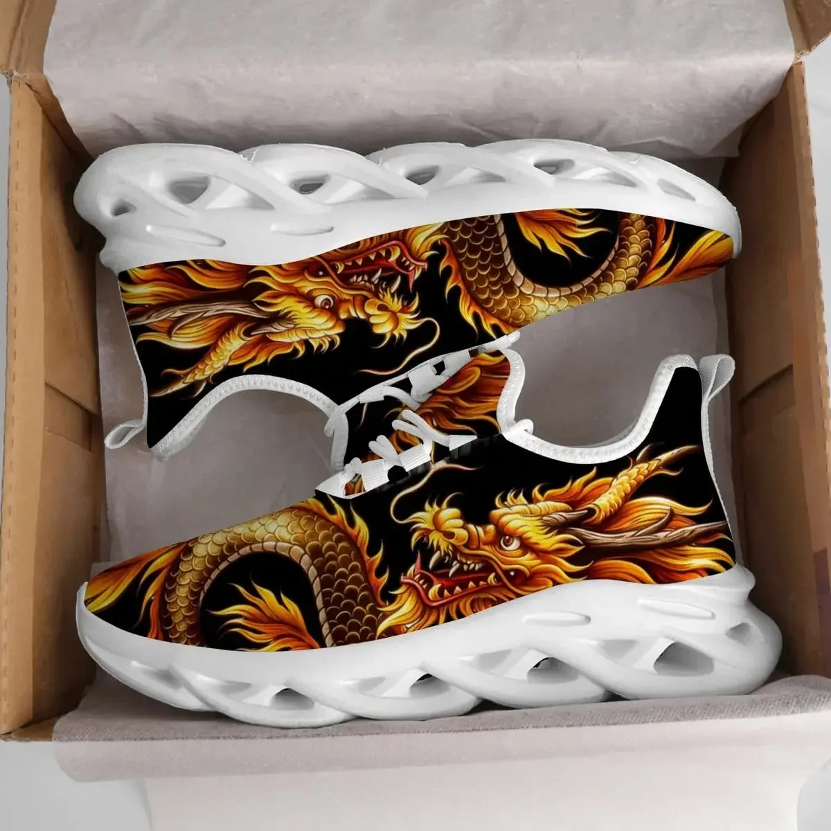Dragon Graphics Sneakers Men Mesh Breathable Casual Men Shoes Unisex Light Thick Sole Couple Shoes Athletic Sneakers Women Shoes — image 1