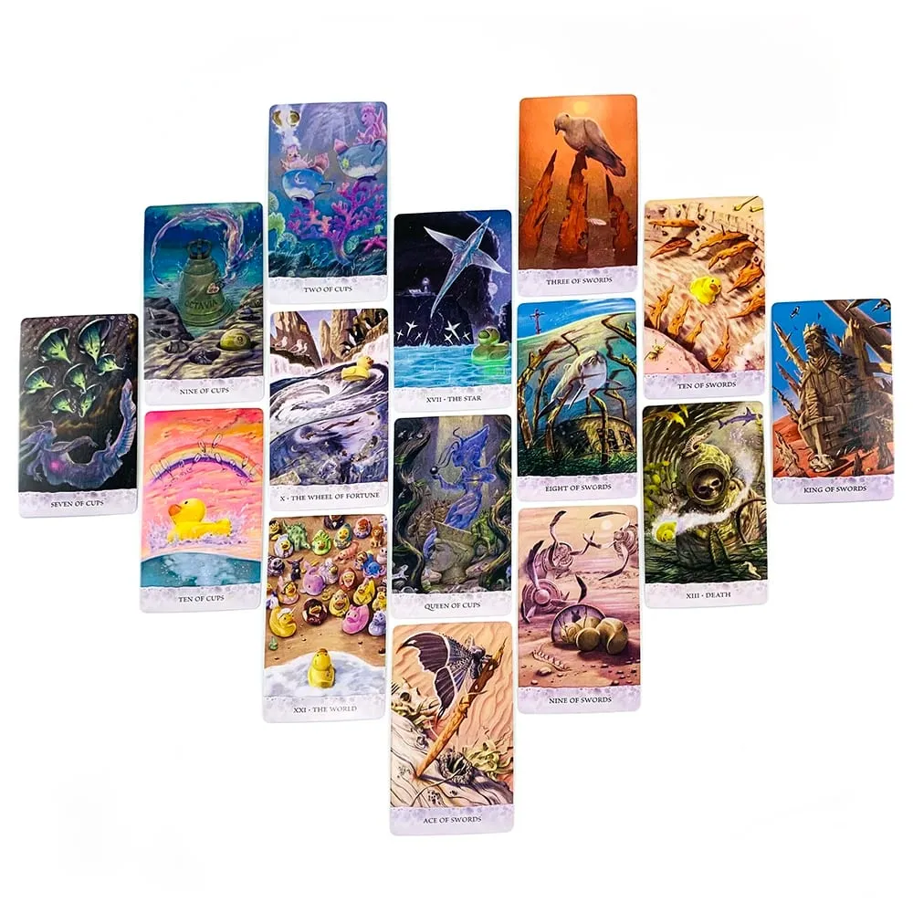 Tarot of Tides-Spielkarten, 78 Karten, skurriles Ozean-Tarot-Deck, Bob-Duck-Abenteuerthema, perfekt für Wahrsagerei und Geschenke — image 5