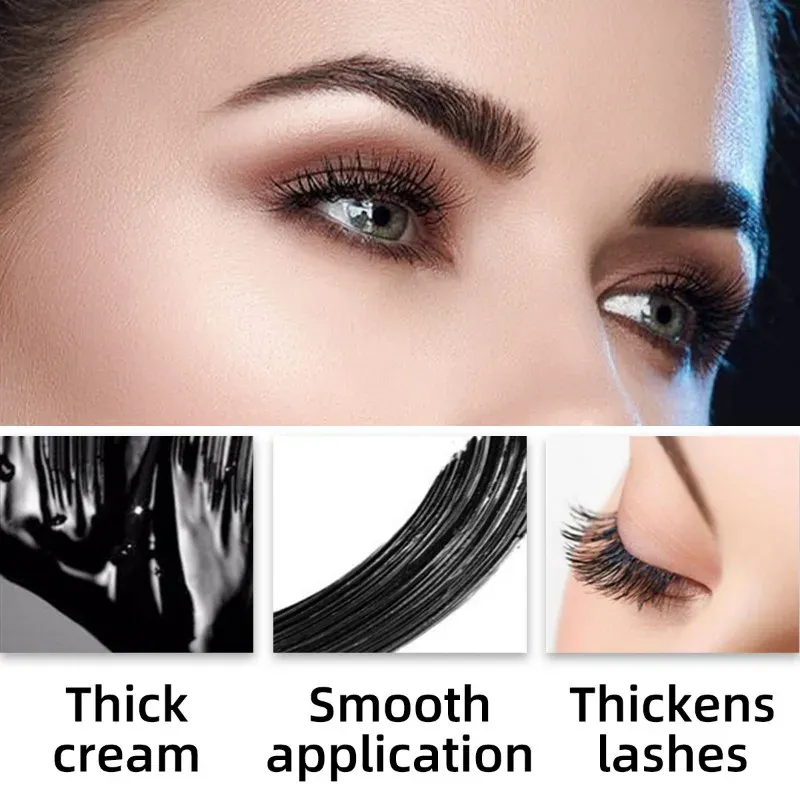 Black waterproof Mascara Lengthening Curling Black Lash Eyelash Extension Beauty Makeup Long-wearing Mascara Silk Fiber Mascara — image 4
