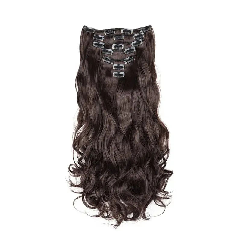 Long Straight Hairstyle 16 Clips 7 Pcs/Set Hair Extensions Natural Synthetic Blonde Black Hairpieces Heat Resistant For Women Kp — image 21