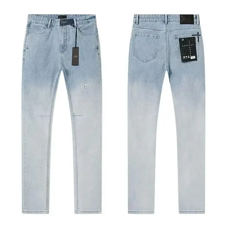 2026 RTA Men's Slim Fit Jeans Collection Distressed Ripped Paint Splatter Studded Patch Vintage Washed Streetwear Fashion Pants — image 10