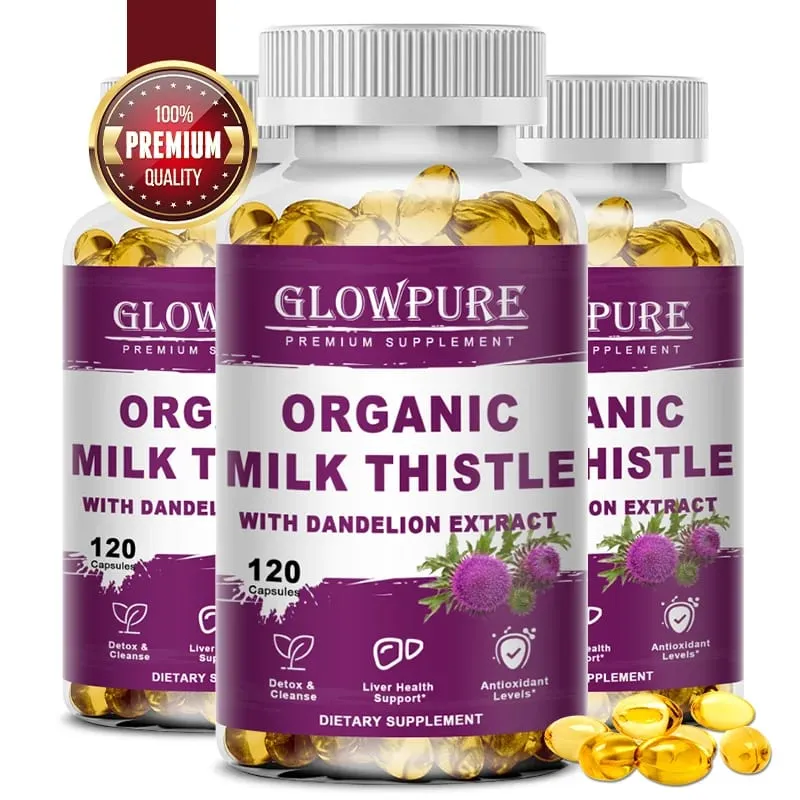 Organic Milk Thistle 9000mg - 30X Concentrated Extract with 80% Silymarin for Liver Cleanse Detox & Fatty Liver Support — image 1