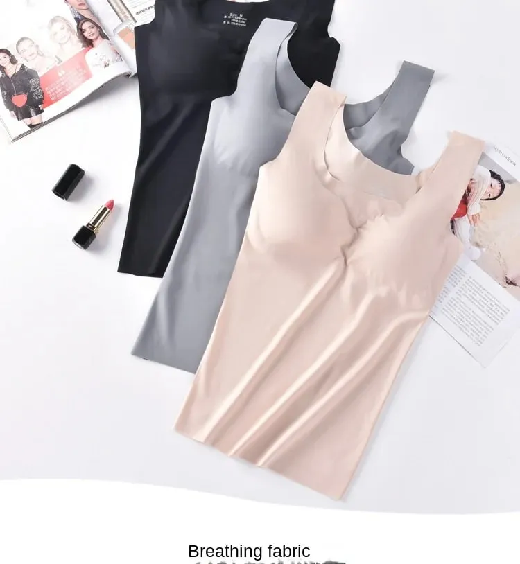 Ice Silk Wireless Padded Tank Top Push up Seamless Vest Crop Camisole Feminino Sleep Cami Soutien Gorge Lingerie Tee — image 8
