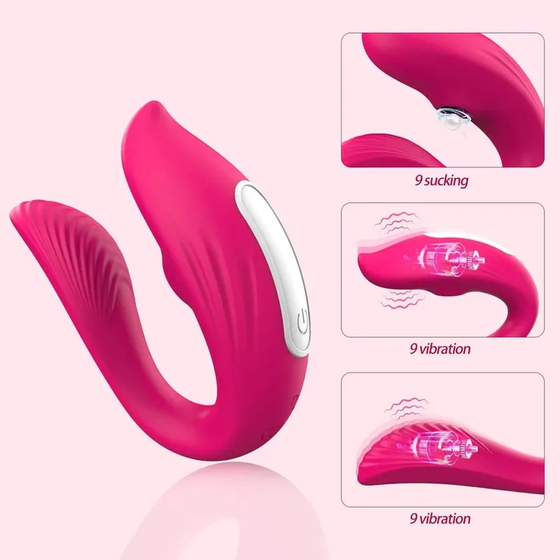 Powerful Sucking Wireless Remote Vibrator Wearable U Shaped Dildo Massager Dual Clit Stimulation Couple Adult Sex Toys for Women — image 5