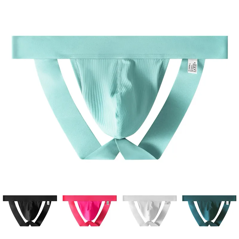Mens Briefs Ice Silk Underwear Pouch Panties Low Waist Open Butt Underpants G Strings High Quality Cotton Jock Strap — image 2