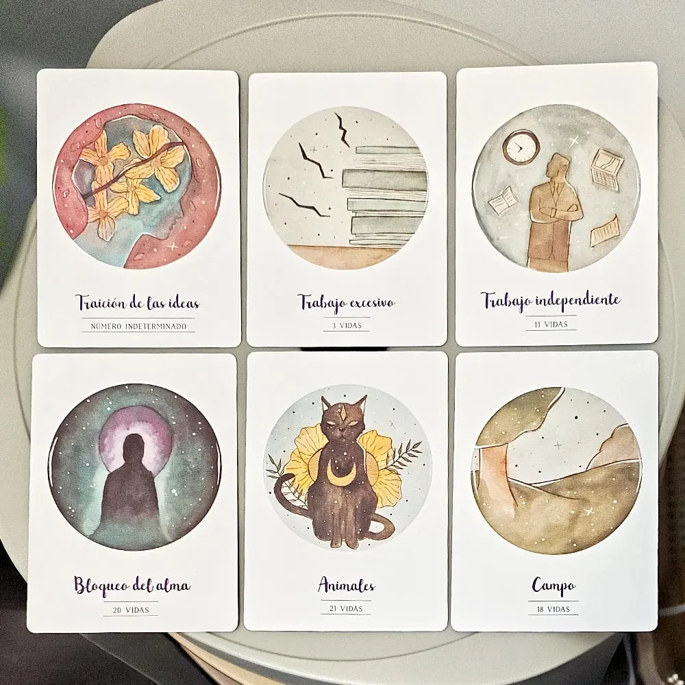42 Pcs Vidas Anteriores Oracle Cards Spanish Edition Past Lives Deck for Karma Soul Healing 10.5*7.5cm Double-Sided Embossed — image 5