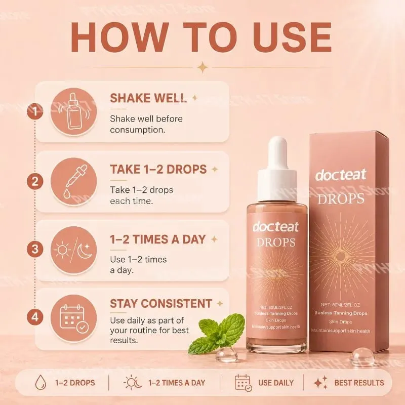 Sunless Tanning Drops with Gluconolactone Vitamin B1 & Mint Leaf Extract for Radiant Looking Skin and Daily Beauty Routine 60 ML — image 5