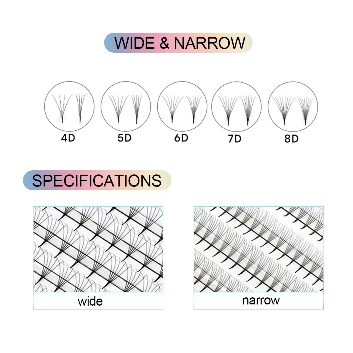 New Style Super Narrow Thin Pointy Base Premade Lash Fans 4D 5D 6D 7D 8D XL Tray PBT Russian Volume Lashes Extension Fans — image 4