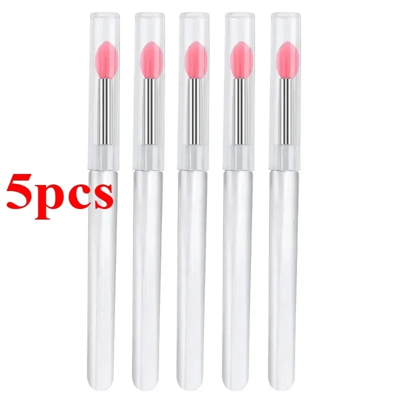3/5/10Pcs Soft Silicone Lipstick Brush Lip Stick Applicator Portable Clear Handle Clean Microbrush Lipgloss Beauty Tool — image 16
