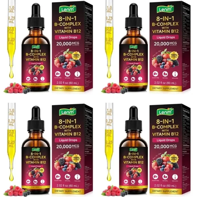 Lenm B Complex Liquid Drops 8-in-1 with B12 2000mcg B1 B2 B3 B5 B6 B7 Folate for Energy & Metabolism Support Sugar-Free 60ML — image 11