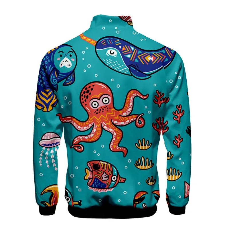 Popular Marine animals dolphin 3D Print Zipper Raglan Jacket Windbreaker Boys/Girls Comfortable Stand Collar Jackets Coats — image 12