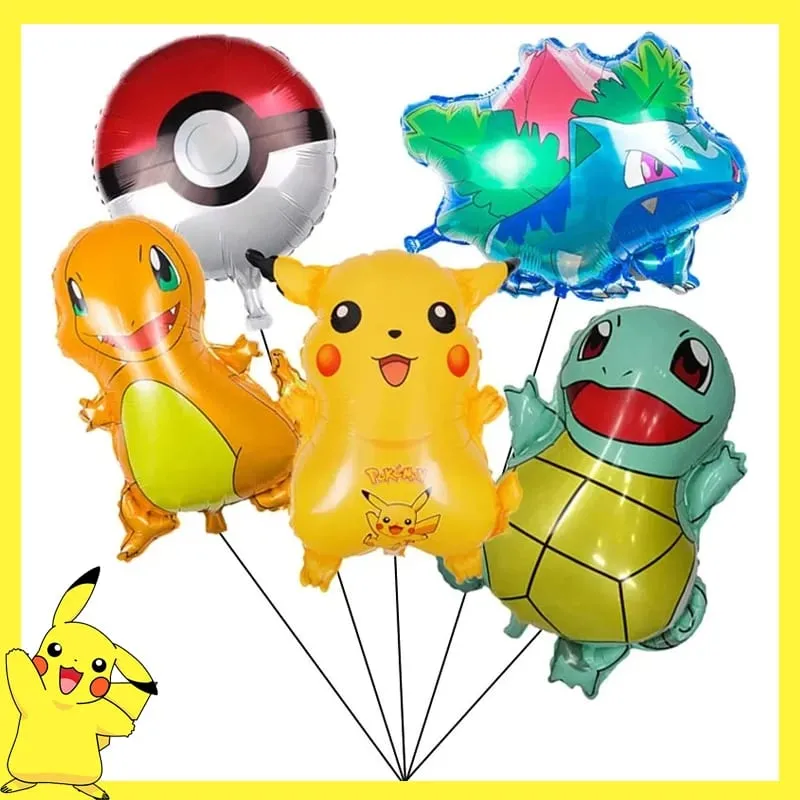 Pokemon Birthday Party Decoration Pikachu Disposable Tableware Cup Napkin Plate Tablecloth Baby Shower Cake Topper Flag Balloons — image 13