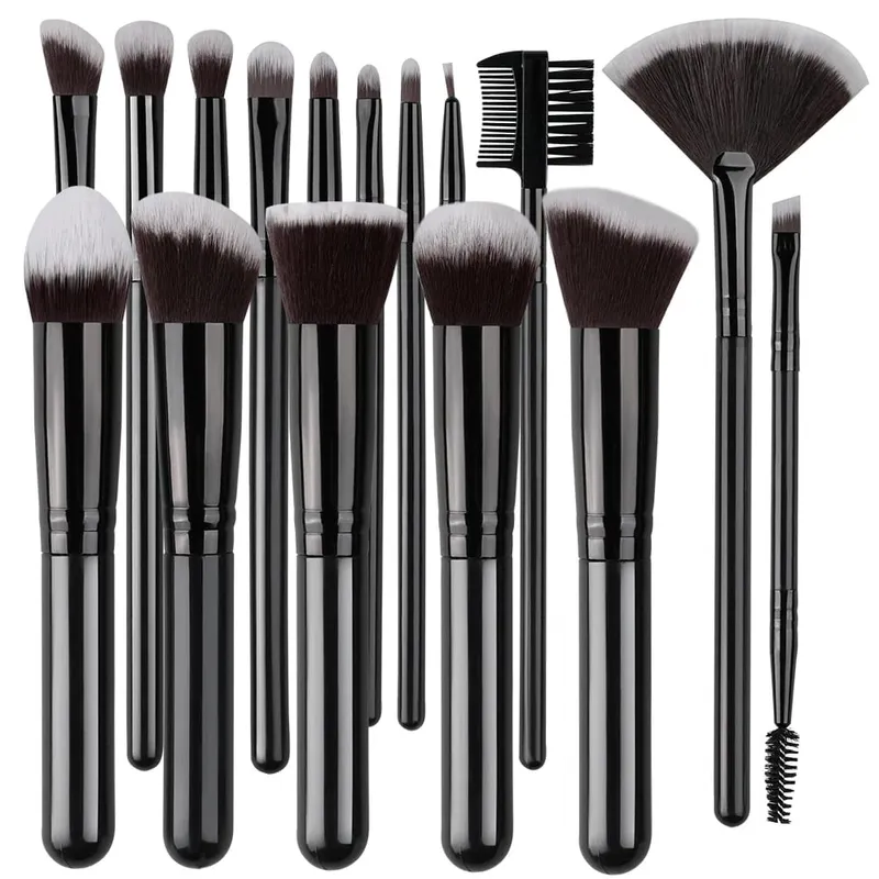 16Pcs Professional Makeup Brush Set Eye Shadow Contouring Foundation Highlight Setting Powder Blending Makeup Sponge Powder Puff
