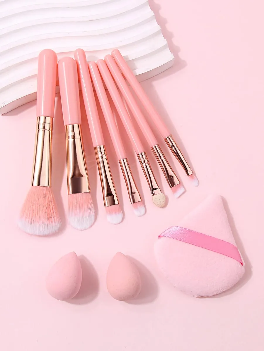 10Pcs Makeup Brush Set Soft Cosmetic Brushes Kit With Makeup Sponge Triangle Powder Puff For Face Eye Daily Beauty Makeup Tools — image 2