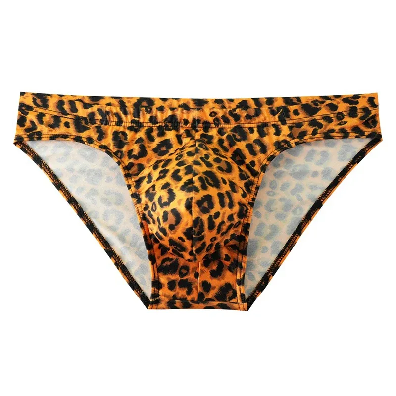 Men's Mid Waist Underwear Sexy Ice Silk Briefs Leopard Printed Breathable Underpants Male Soft Comfortable Panties Cueca Homme — image 9