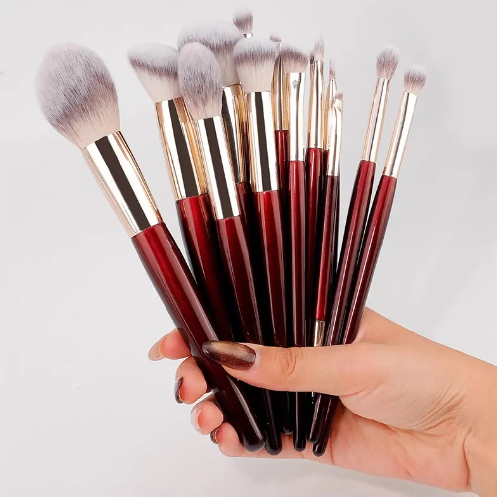 15 Professional Makeup Brushes Solid Wood Handle Aluminum Tube Makeup Brush Set Soft Multi-functional Beauty Tool — image 1