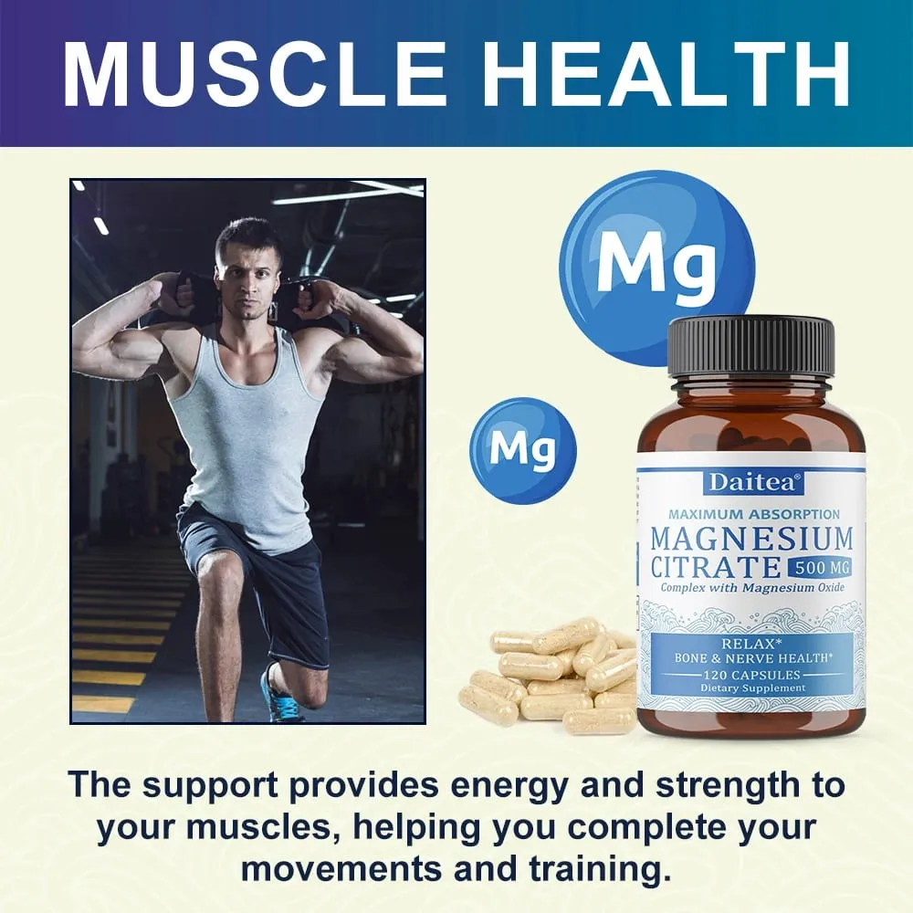 Magnesium Citrate Complex 500 MG for Calm Relaxation & Digestion Health Support - High Absorption Magnesium Supplement — image 3