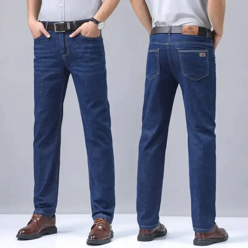 Men's Slim Fit Straight Leg Jeans Simple Casual High-quality Classic Retro Pants — image 5