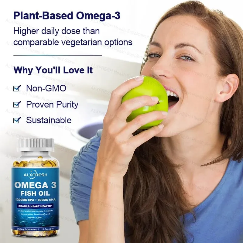 Original Omega 3 Fish Oil Capsules - High EPA & DHA Non-GMO - for Antioxidant Eyes Brain Cardiovascular Health