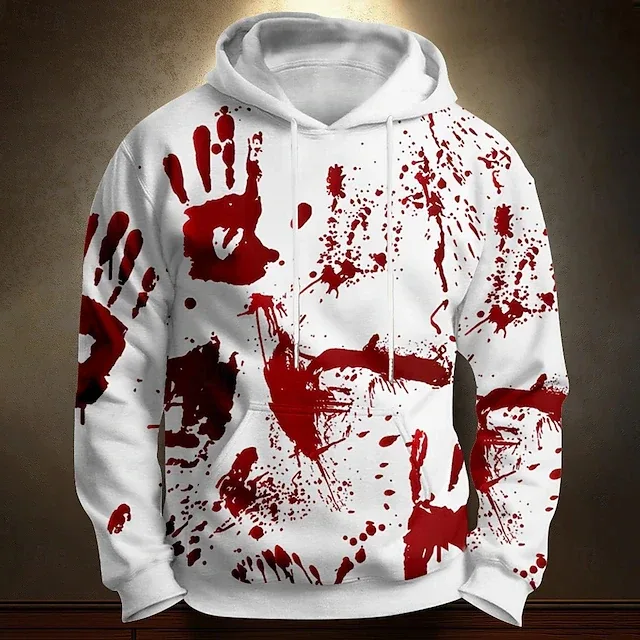 Halloween Blood Printed Hoodies letter pattern3D Print Hooded Pullover Sweatshirt Fashion Hoodie Streetwear Long Sleeve Tops — image 4
