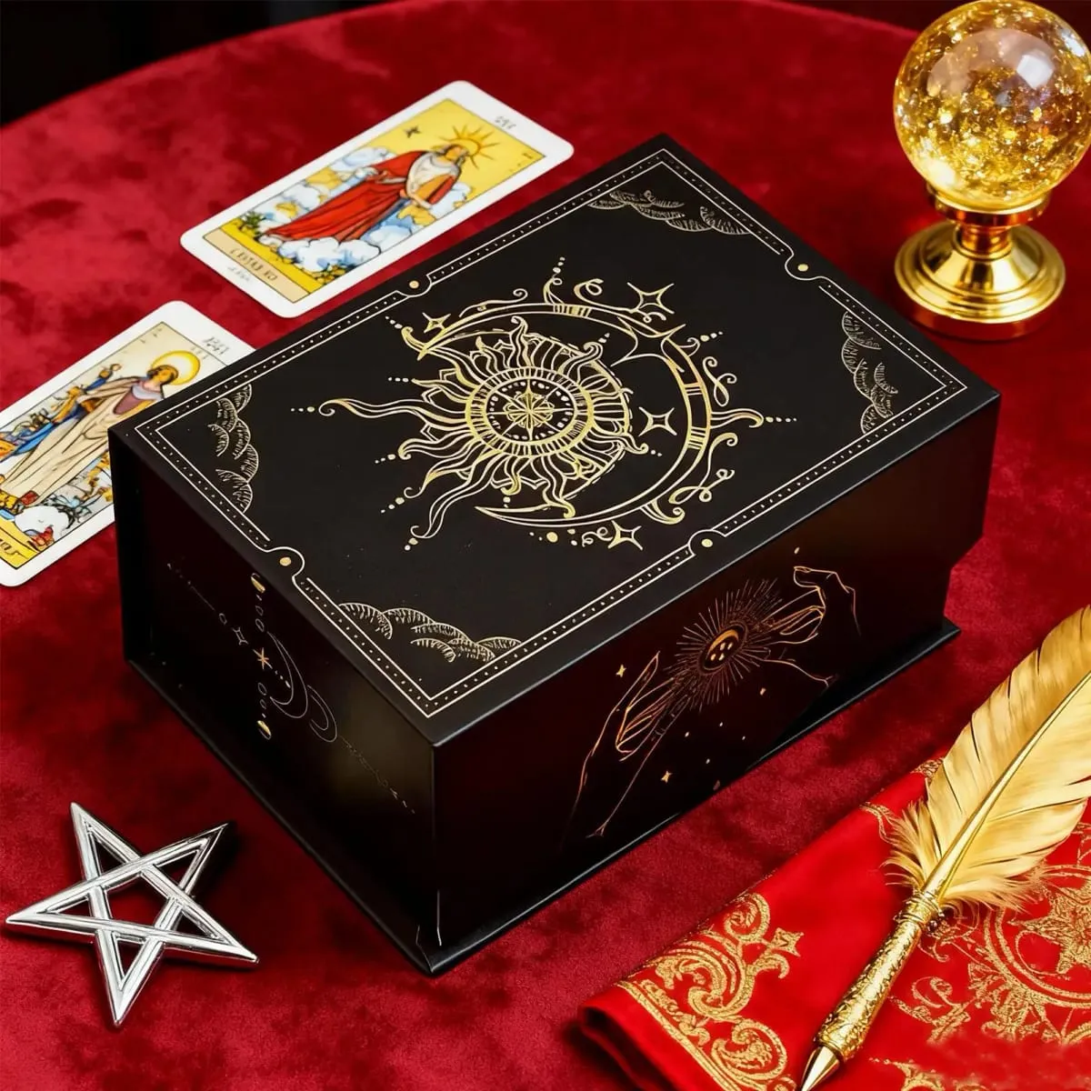 Magnetic Lid Tarot Card Box Portable Lightweight Storage Organizer for Oracle/Playing Cards Jewelry Keepsakes Home Display — image 5