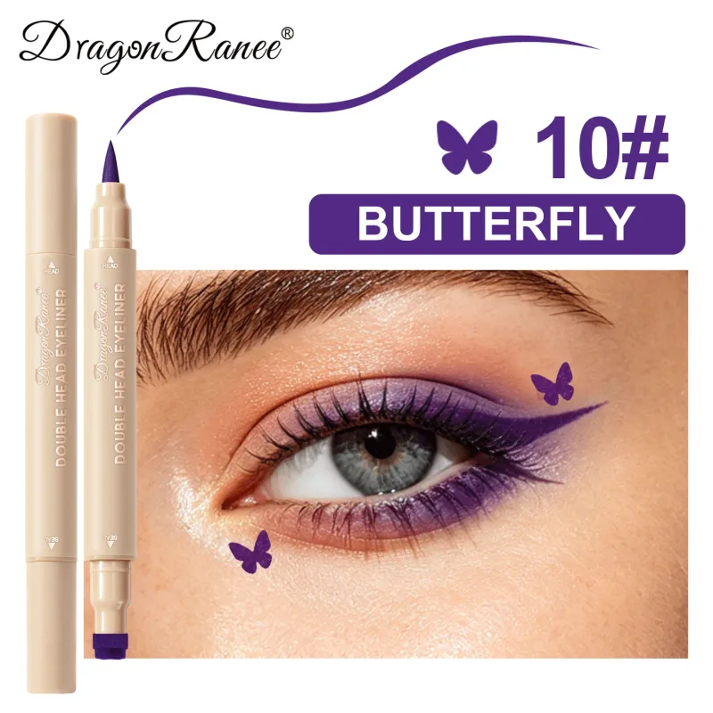 Eyeliner 2 w 1 z podwójną końcówką szybkoschnący wodoodporny i odporny na pot niełatwy do rozmazania kolorowy eyeliner do makijażu oczu