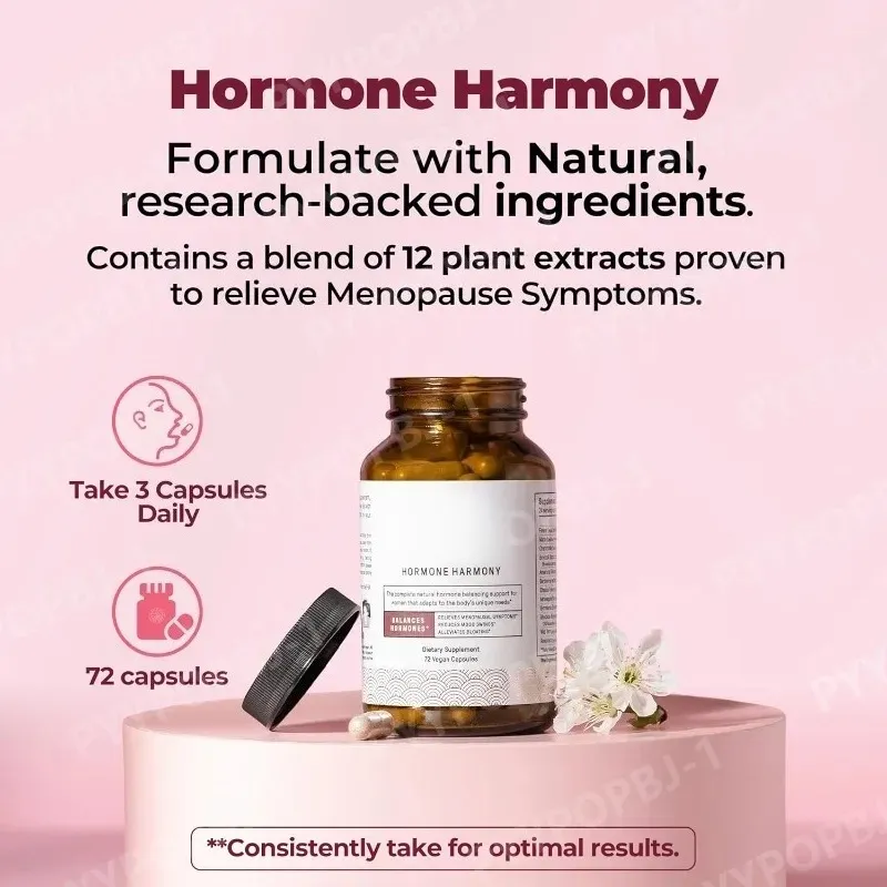 ฮอร์โมน Harmony แคปซูลพร้อมอาหารเสริมสมุนไพรธรรมชาติ Wellness สนับสนุนผู้หญิงบรรเทาวัยหมดประจำเดือนฮอร์โมน BALANCE 72 นับ