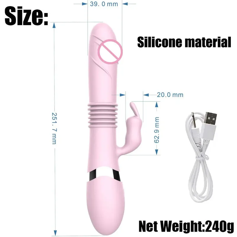 Silicone Rabbit Vibrator 3-in-1 G-Spot Clit Anal Beads Stimulator 10 Modes Thrusting Vibrating Sex Toy for Women — image 10