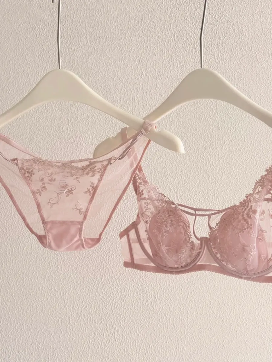 French Lace Women's Lingerie Set Summer Thin Bunny Ear Cups Minimizer for Large Breasts Lift & Anti-Sagging Side Support Bra — image 3