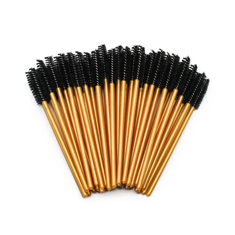 50Pcs Disposable Eyelash Makeup Brush Mascara Wands Gold Mini Eye Lash Brushes Short Eyebrow Comb Eyelashes Extension Tool — image 10