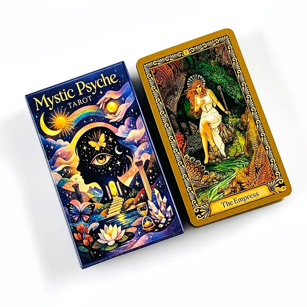Mystic Psyche Tarot Deck English Divination Cards Mystical Cosmic Butterfly Crystal Theme Fortune Telling Board Game Tarot Cards