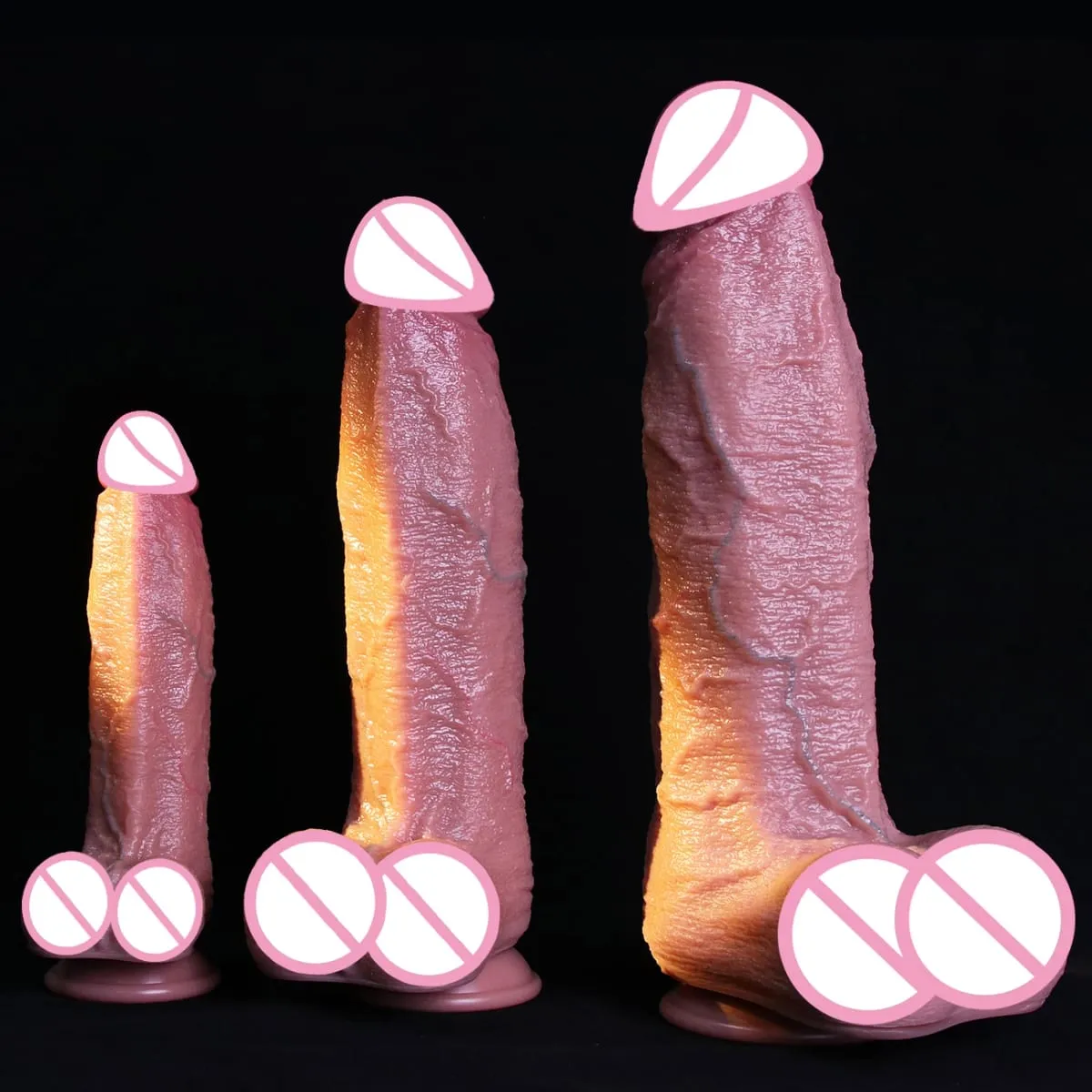 3 Sizes Realistic Soft Brown Dildo Huge Thick Fake Penis Double Silicone Cock Woman Man Masturbation Suction Cup Anal Sex Toys