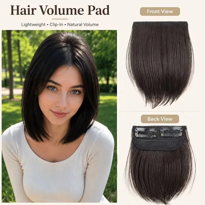 10cm Synthetic Short Straight 2pcs Hair Pads Extension Change Head Shape Fiber Hairpiece for Women Daily Wear