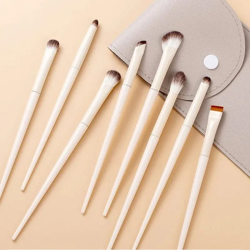 5/6/8/10pcs Natural Eye Makeup Brushes Set Detail Eyeshadow Brush Makeup Brush White Ultra Soft Eyeshadow Eyeliner Makeup Tool — image 6