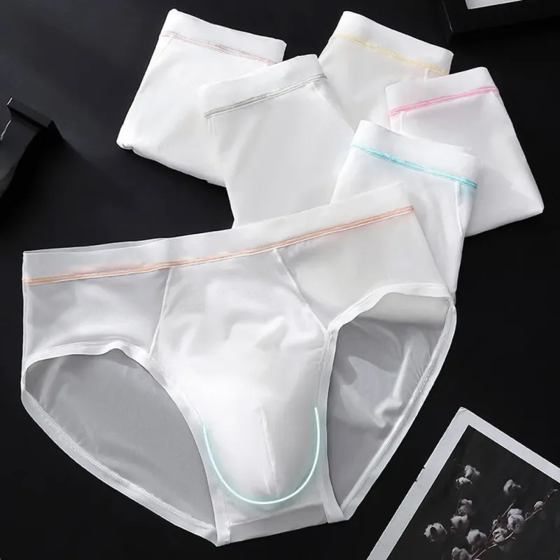 Men's Seamless Ice Silk Briefs Underwear Bulge Pouch Solid Breathable Panties Sexy U Convex Pouch Lingerie Underpants — image 7