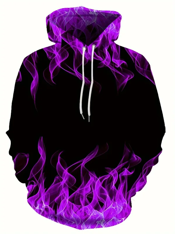 2024 Creative Flame 3D Print Hoodie Cool Hoodies Mens Spring Autumn Pullover Hooded Sweatshirt Oversized Harajuku Y2k Clothes — image 3