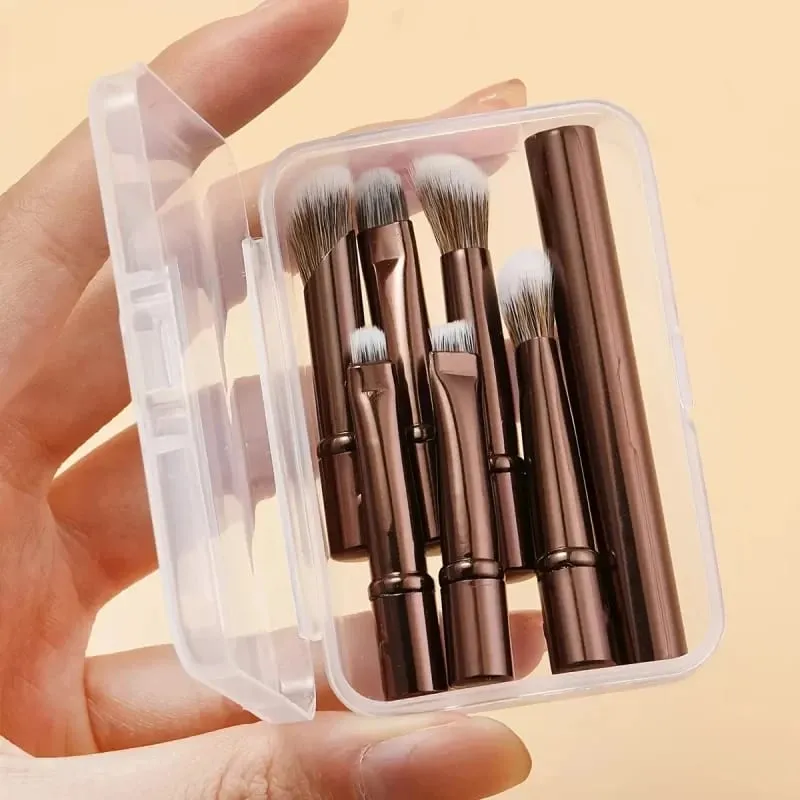 6-teiliges Mini-Reise-Make-up-Pinsel-Set mit abnehmbarem Aluminiumrohr, tragbarem Lidschattenpinsel und Aufbewahrungsbox — image 5